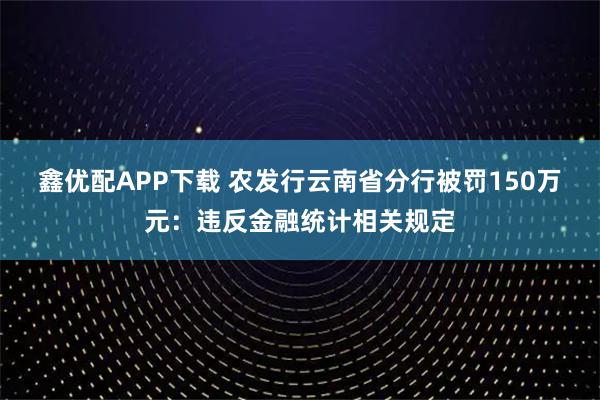 鑫优配APP下载 农发行云南省分行被罚150万元：违反金融统计相关规定